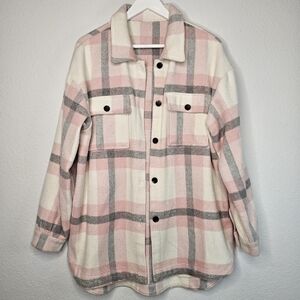 NWOT Plaid Shacket Pink Large